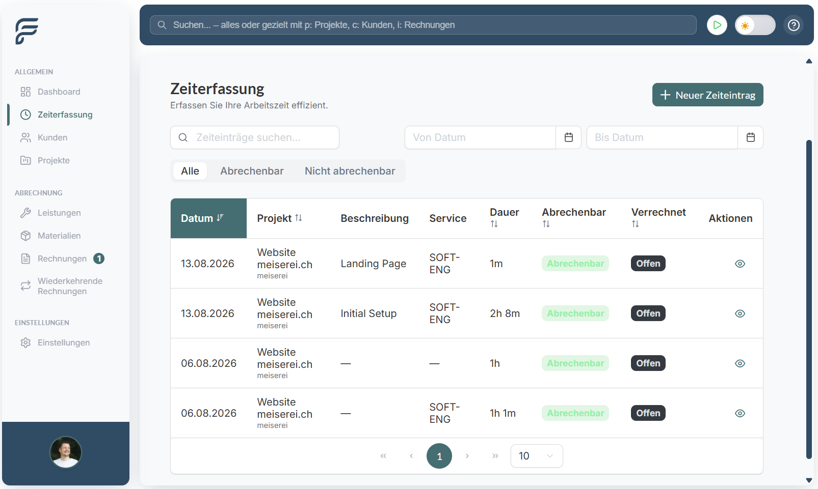 FlowBill Zeiterfassung